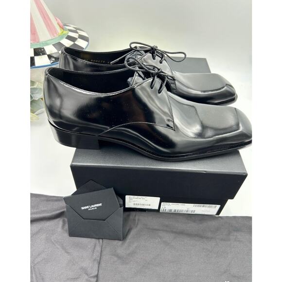 Men\'s Saint Laurent Jean black leather derby shoes, size 43 made in Italy main image 7